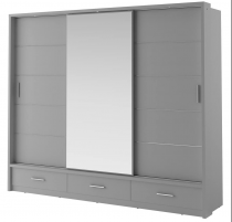 Zrcadlová šatní skříň s posuvnými dveřmi a osvětlením Miarti 01 grafit