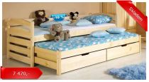 Dřevěná dětská postel Tolek s přistýlkou a úložným prostorem