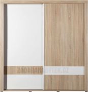 Šatní skříň Senso s posuvnými dveřmi barva dub sonoma / bílý lesk