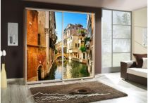 Šatní skříň s posuvnými dveřmi a obrázkem Benátky 3 šířka 205 cm