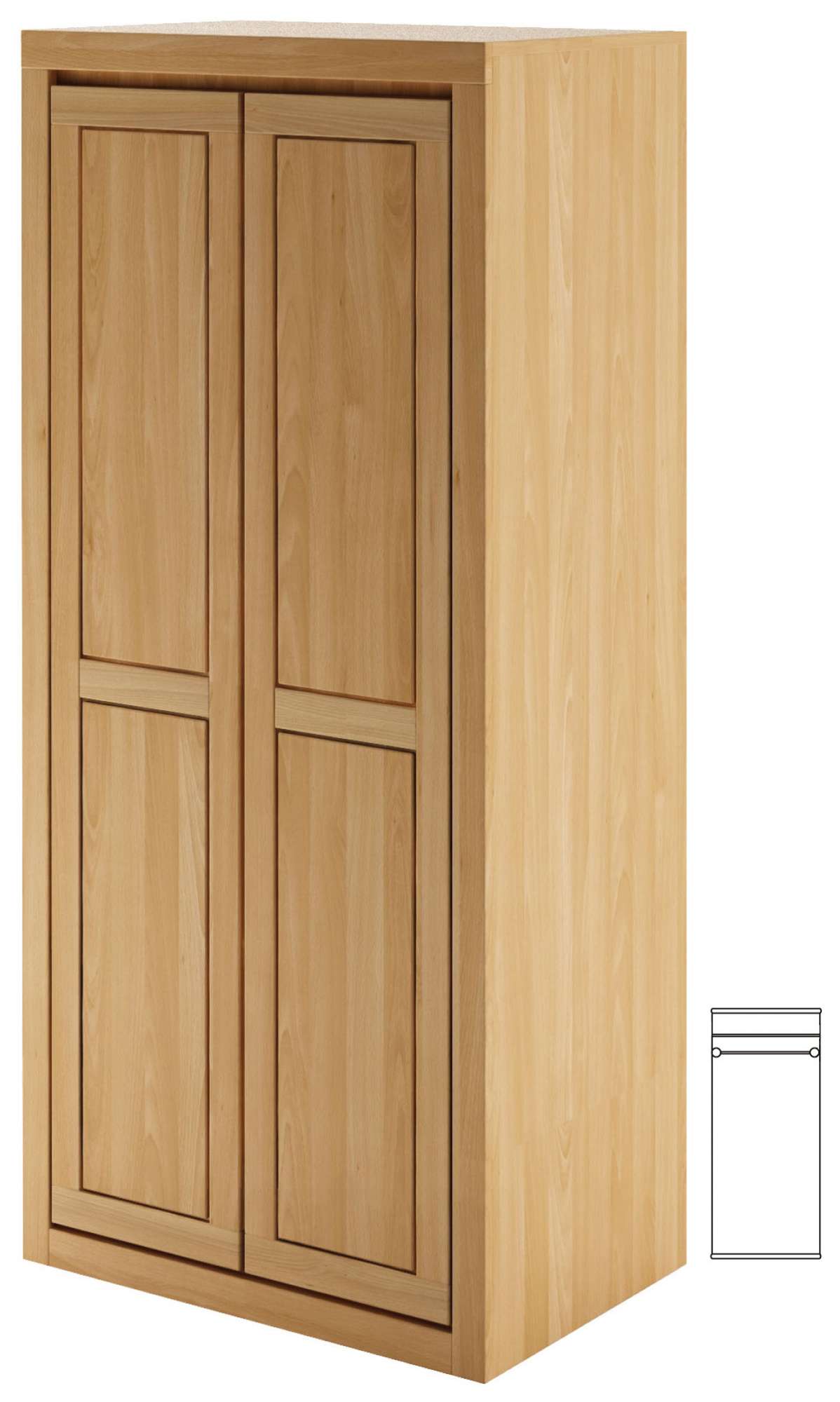 Smontovaná dubová šatní skříň s funkcí pomalého dovírání dveří SF301 šířka 90 cm