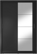 Černá šatní skříň s posuvnými dveřmi a zrcadlem Miarti 04