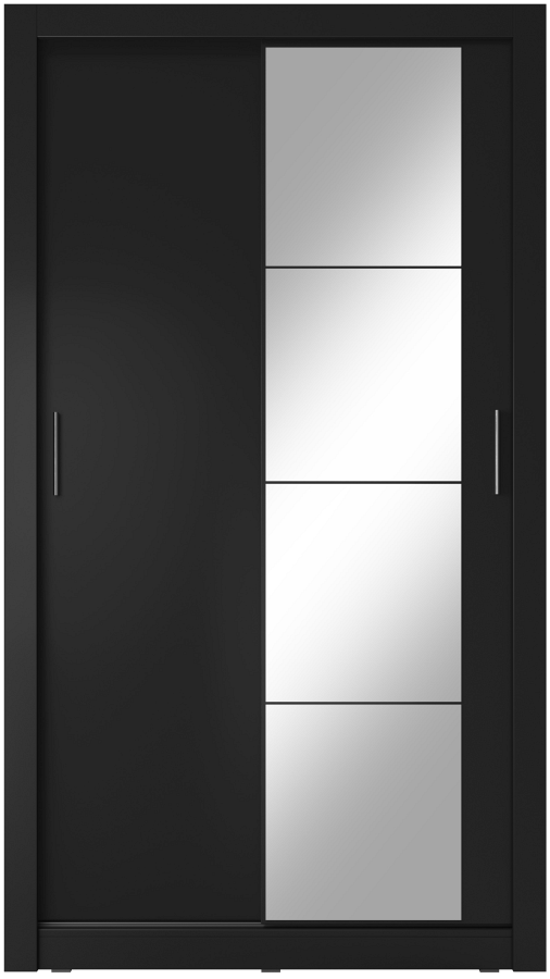Černá šatní skříň s posuvnými dveřmi a zrcadlem Miarti 06