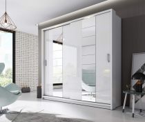 Bílá šatní skříň s posuvnými dveřmi a osvětlením Miarti 14