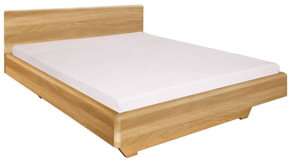 Moderní dřevěná manželská postel LK210 se zaoblenými hranami masiv dub