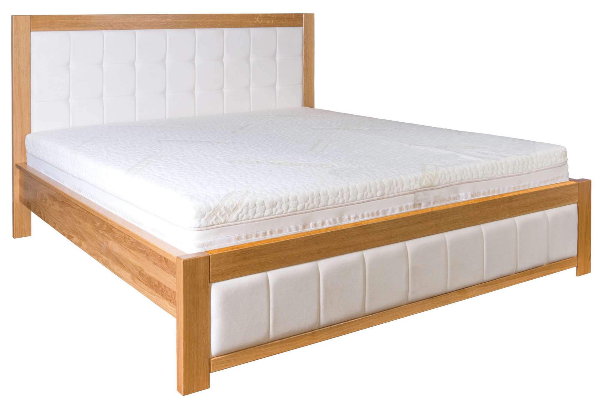 Dřevěná manželská postel VIP Dub 214 s kvalitním čalouněním