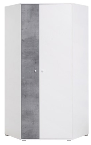 Rohová šatní skříň Giga 2 bílý lux / beton
