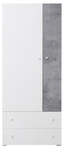 Šatní skříň Giga 3 s tyčí a zásuvkami bílý lux / beton