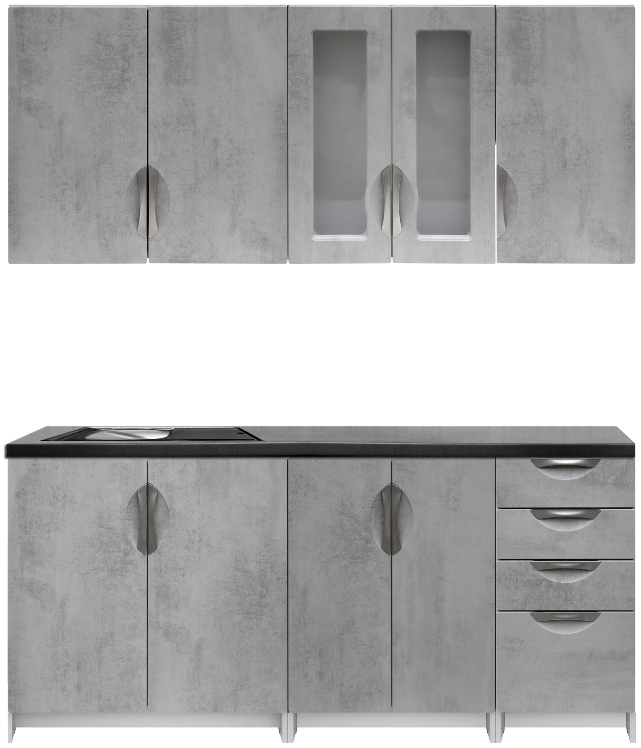 Kuchyňská linka 180 cm barva beton korpus šedý