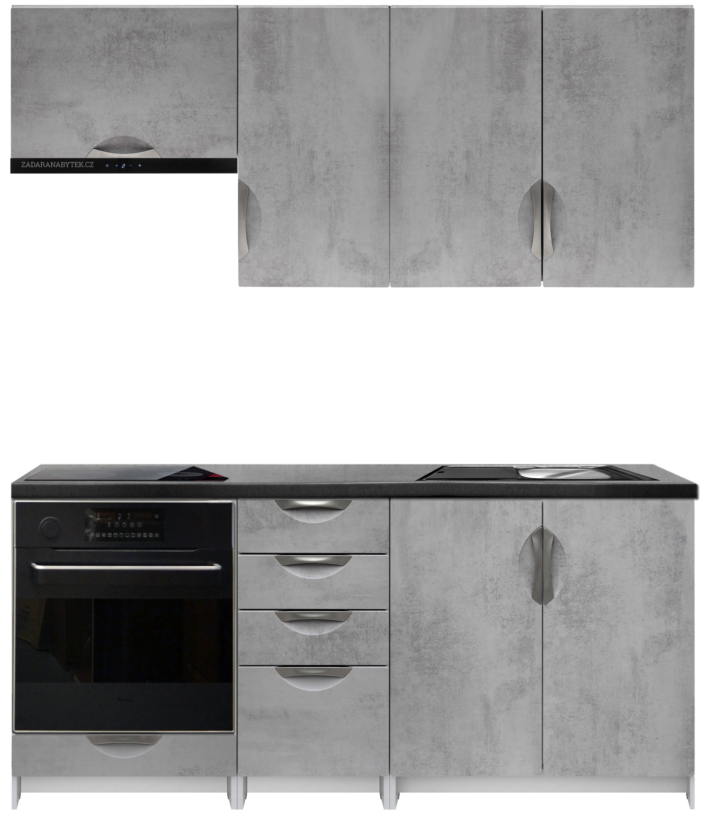 Kuchyňská linka 180 cm barva beton korpus šedý