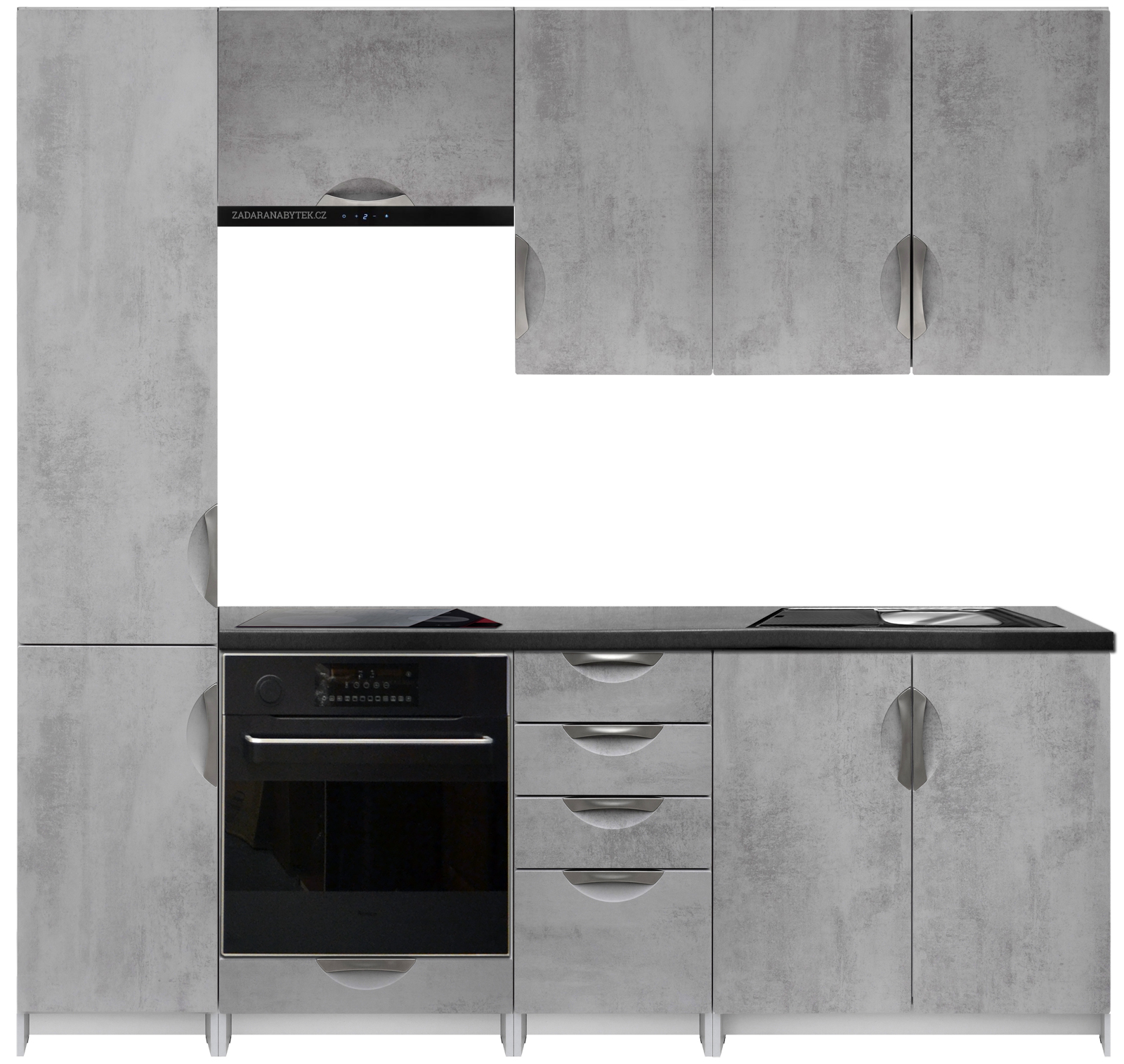 Kuchyňská linka 220 cm barva beton korpus šedý