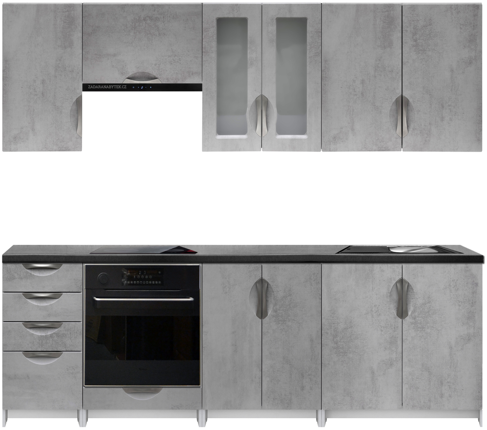 Kuchyňská linka 240 cm barva beton korpus šedý