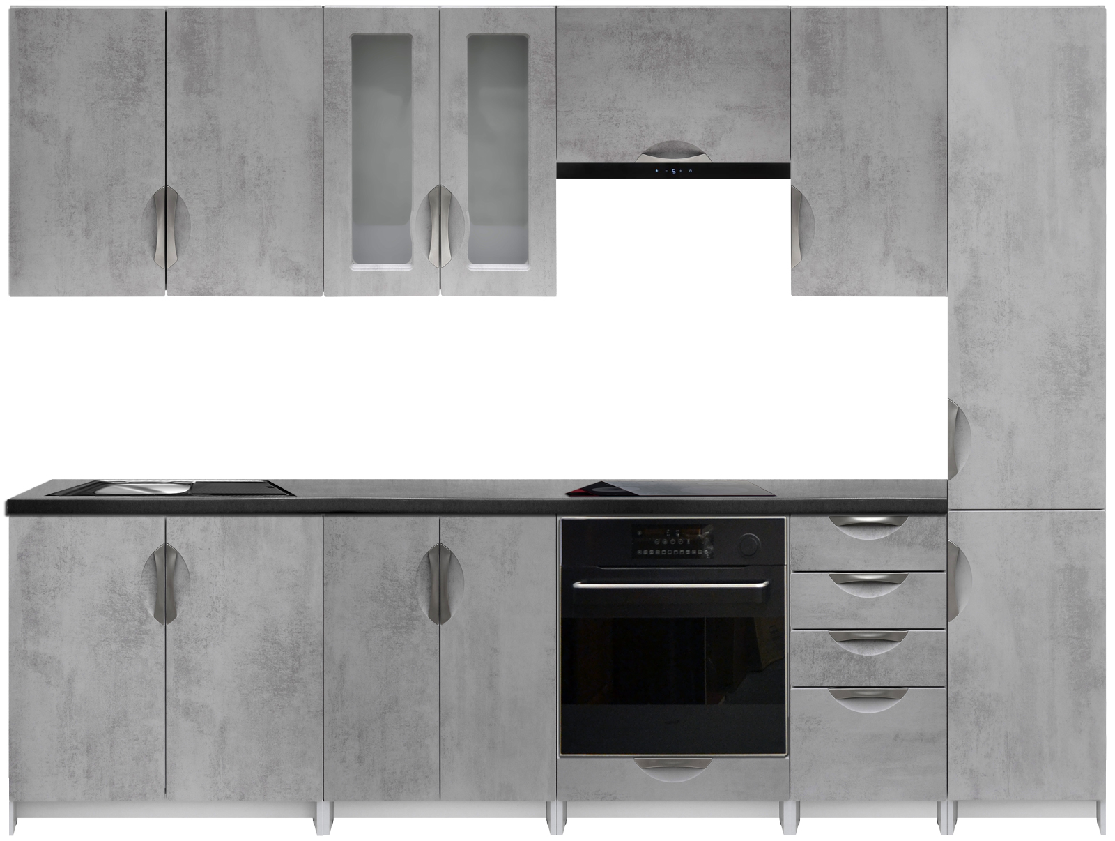Kuchyňská linka 280 cm barva beton korpus šedý