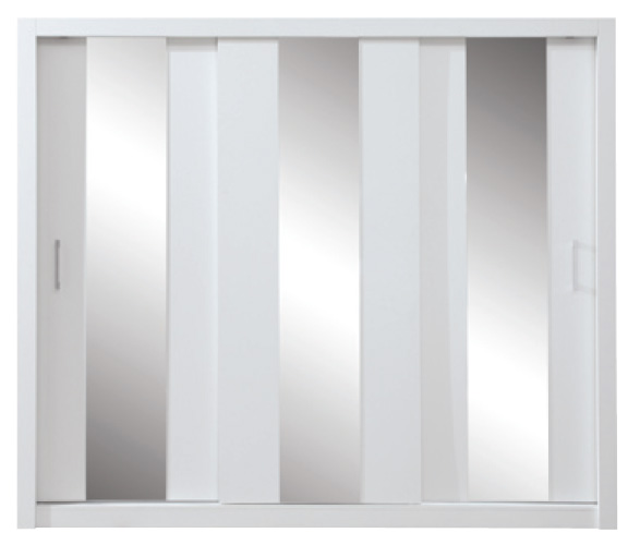 Bílá šatní skříň s posuvnými zrcadlovými dveřmi Konica 250 cm
