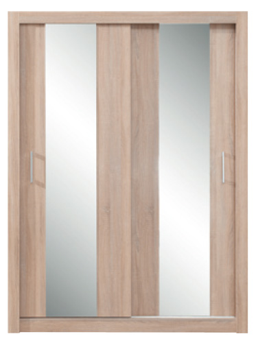 Šatní skříň dub sonoma s posuvnými zrcadlovými dveřmi Konica 160 cm
