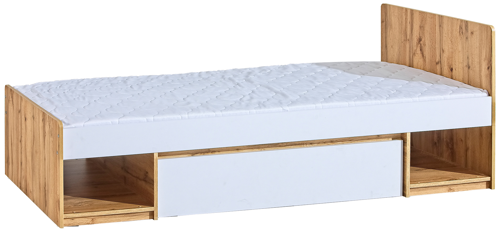 Dětská postel s roštem a úložným šuplíkem bílá / dub Artica