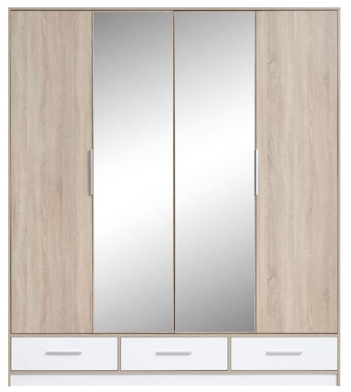 Šatní skříň Drive1L se zrcadlovými dveřmi dub Sonoma / bílý Lux 204 cm