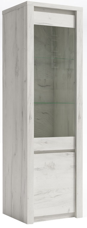 Prosklená smontovaná vitrína Valmont 7 otvírací systém Tip-On výška 202 cm