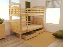 Dřevěná patrová postel s lamelovými rošty a zábranou PP 003