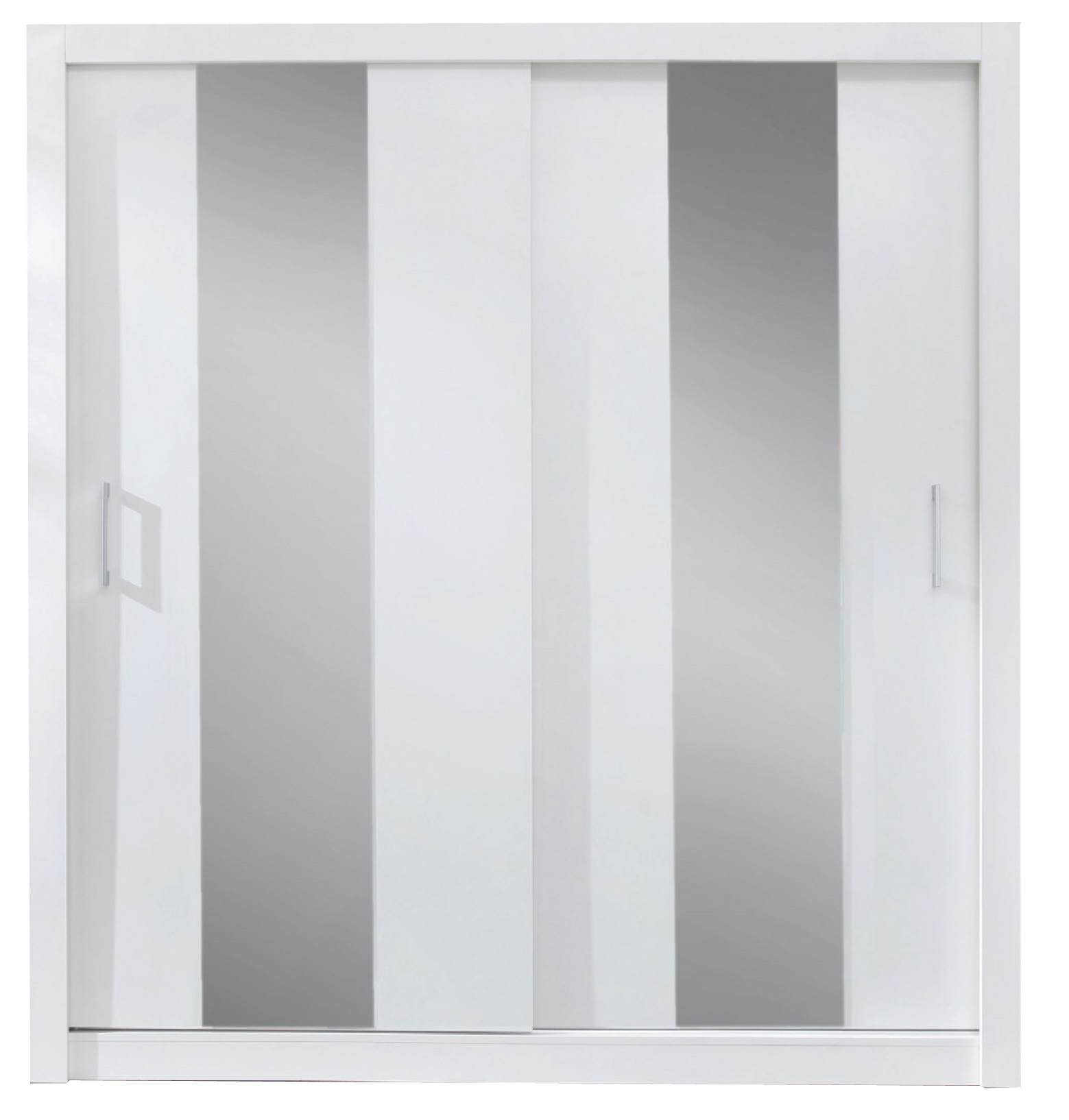 Bílá šatní skříň s posuvnými zrcadlovými dveřmi Konica 200 cm