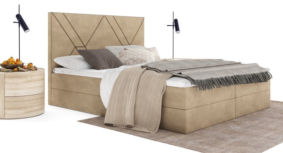 Čalouněná manželská postel Garofano s matrací a úložným prostorem 140 - 200 cm