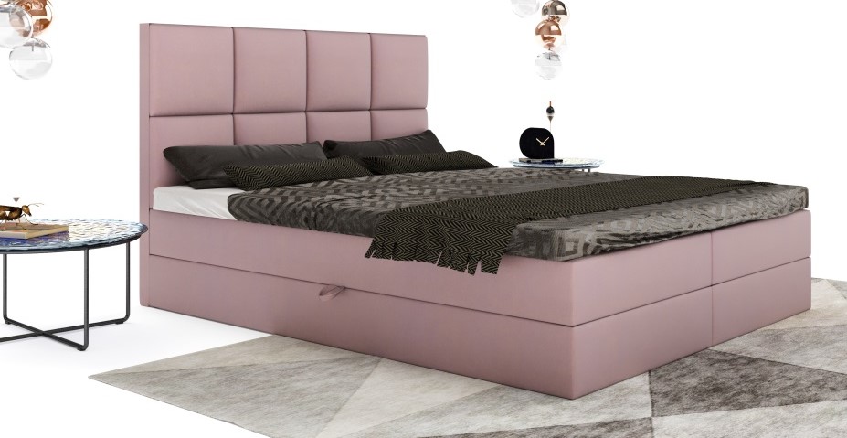 Čalouněná manželská postel Gerbera s matrací a úložným prostorem 140 - 200 cm