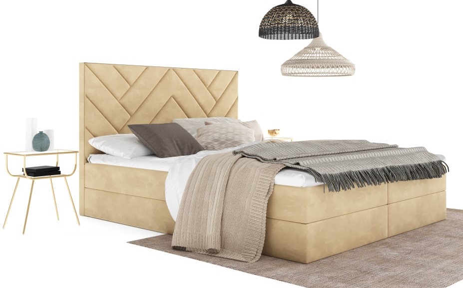 Čalouněná manželská postel Iris s matrací a úložným prostorem 140 - 200 cm