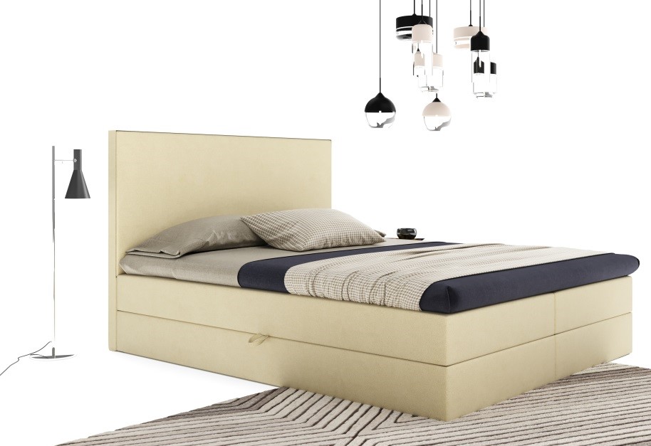 Čalouněná manželská postel Zinnia s matrací a úložným prostorem 140 - 200 cm