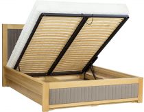Manželská postel s výklopným rámem a čalouněným čelem LK214/ II BOX Box masiv dub