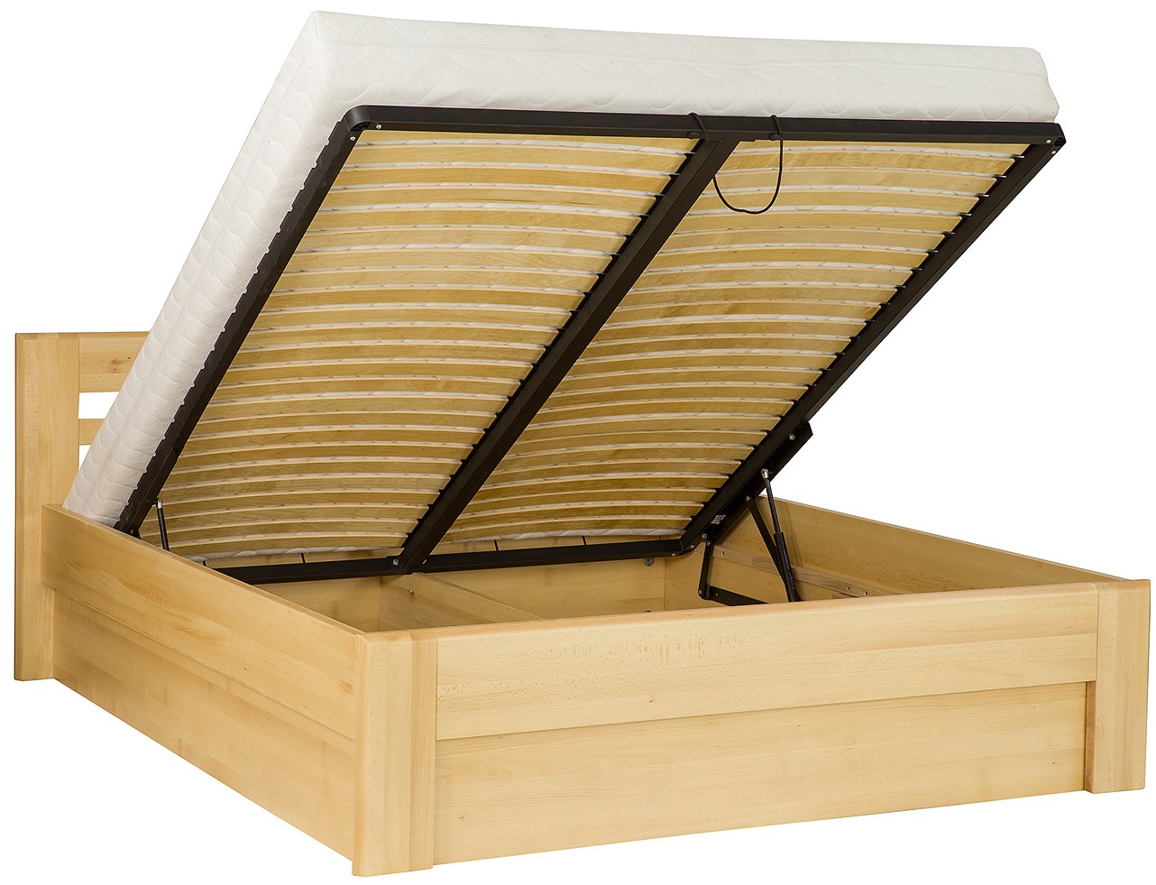 Dřevěná manželská postel LK111 BOX s výklopným rámem 120 - 200 cm