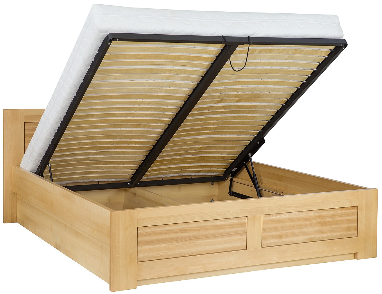 Dřevěná manželská postel LK112 BOX s výklopným rámem šířka 120 - 200 cm