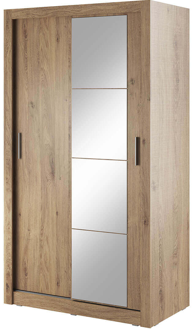Šatní skříň s posuvnými dveřmi a zrcadlem Miarti 06 dub shetland