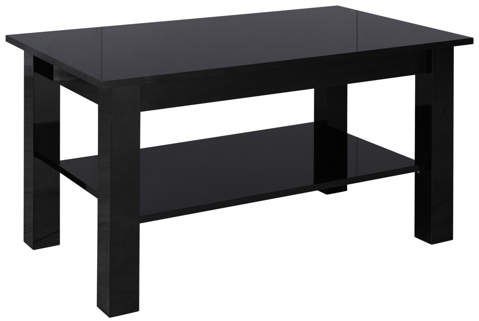 Konferenční stolek s odkládací deskou černý lesk 102 cm