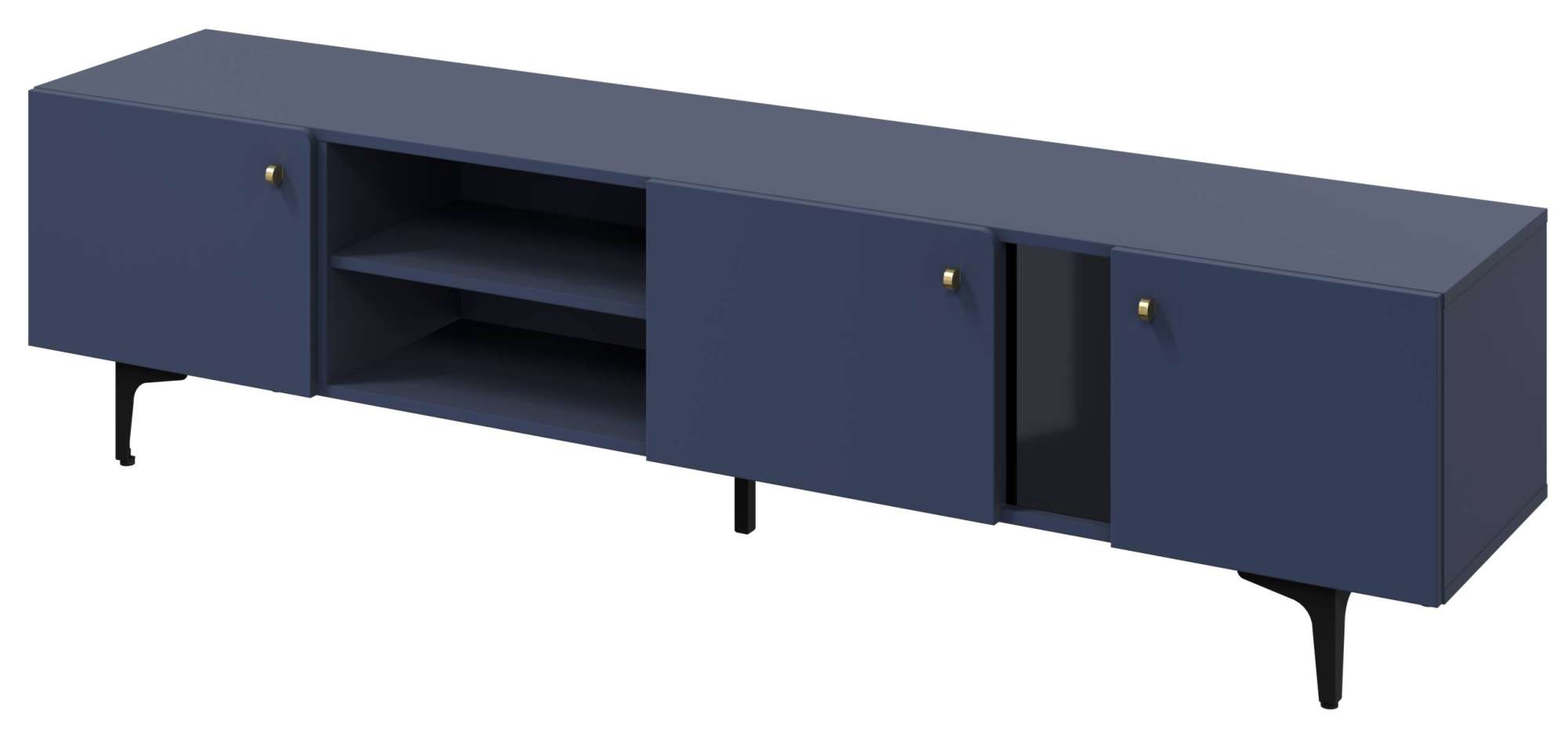 Televizní stolek Colours 05 na kovových nožkách šířka 200 cm modrá