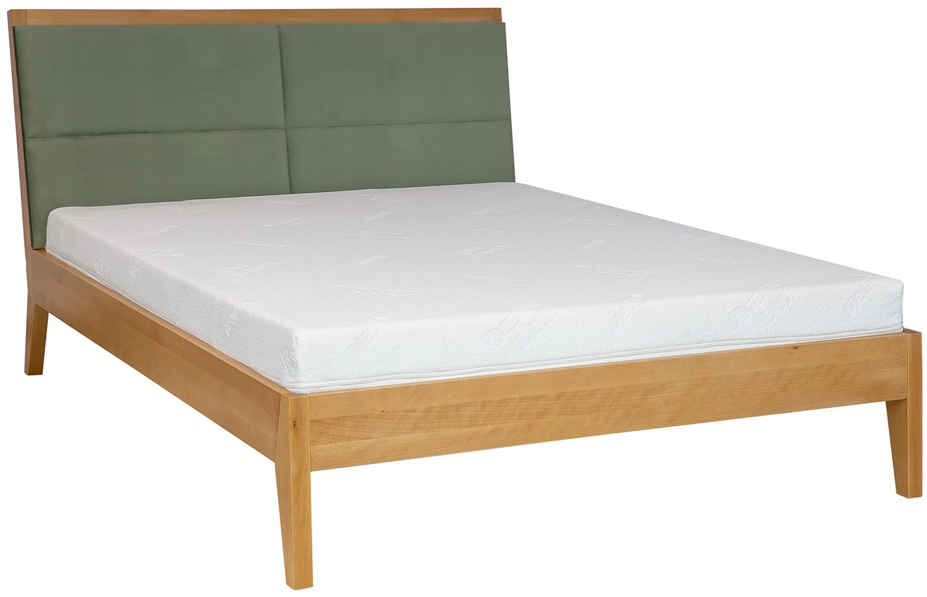 Dřevěná manželská postel LK166 s měkkým záhlavím 120 - 180 cm